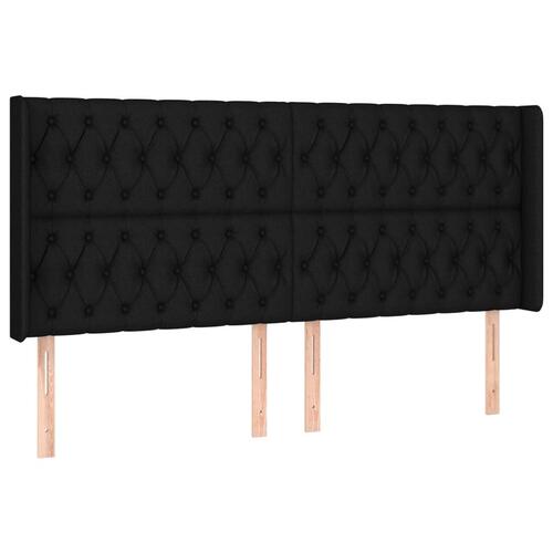 Sengegavl med LED-lys 183x16x118/128 cm stof sort
