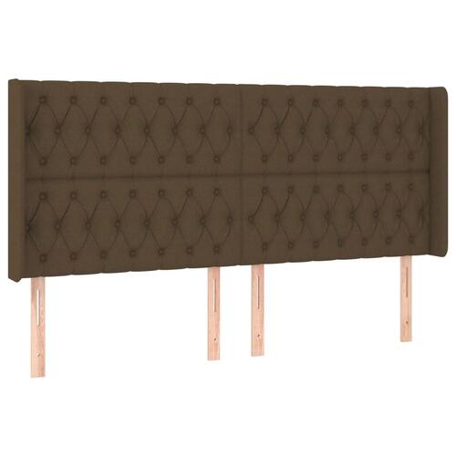 Sengegavl med LED-lys 183x16x118/128 cm stof mørkebrun