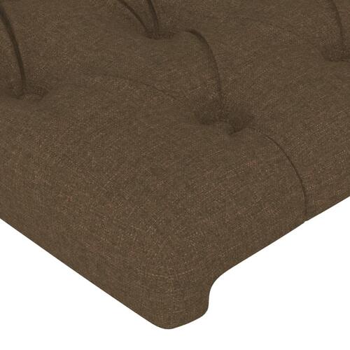 Sengegavl med LED-lys 183x16x118/128 cm stof mørkebrun