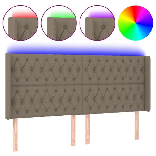 Sengegavl med LED-lys 183x16x118/128 cm stof gråbrun