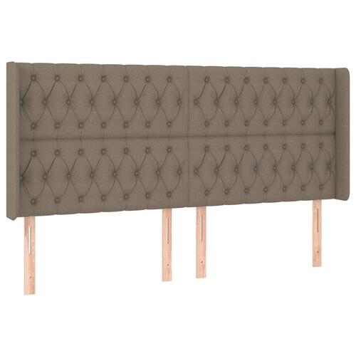 Sengegavl med LED-lys 183x16x118/128 cm stof gråbrun