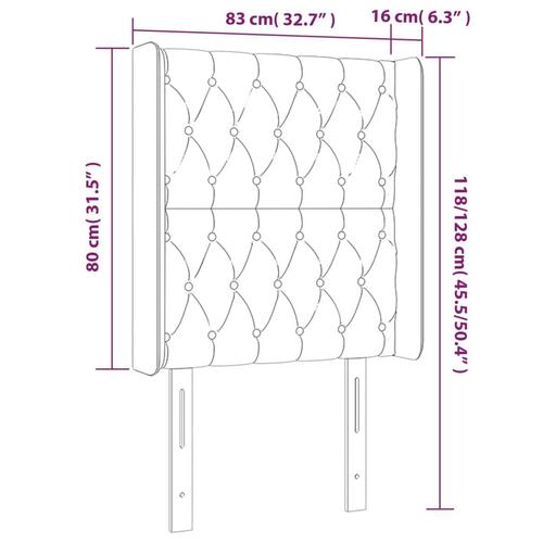 Sengegavl med LED-lys 83x16x118/128 cm fløjl lyserød