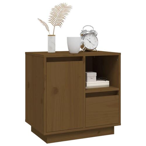 Sengeborde 2 stk. 50x34x50 cm massivt fyrretræ gyldenbrun