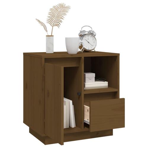 Sengeborde 2 stk. 50x34x50 cm massivt fyrretræ gyldenbrun