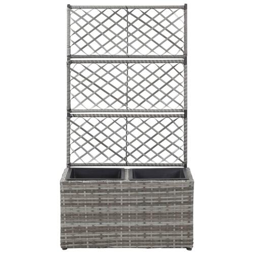 Espalier med plantekasse 2 krukker 58x30x107 polyrattan grå