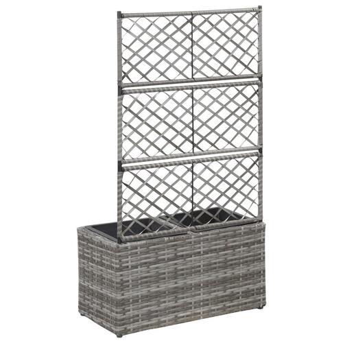 Espalier med plantekasse 2 krukker 58x30x107 polyrattan grå