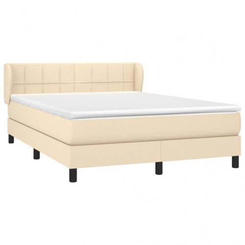 Kontinentalseng med madras 140x190 cm - stof, cremefarvet