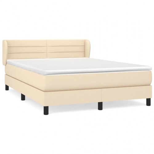 Kontinentalseng med madras 140x190 cm - stof, cremefarvet
