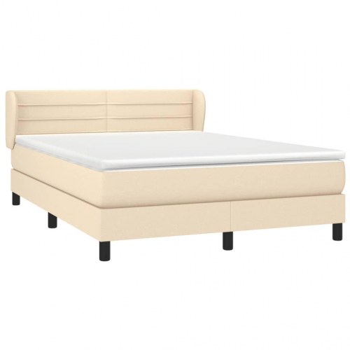 Kontinentalseng med madras 140x190 cm - stof, cremefarvet