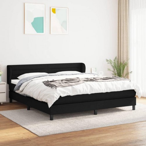 Kontinentalseng med madras 160×200 cm - stof, sort