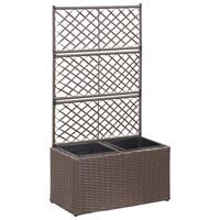 Espalier med plantekasse 2 krukker 58x30x107 polyrattan brun