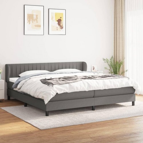 Kontinentalseng med madras 200×200 cm - stof, mørkegrå