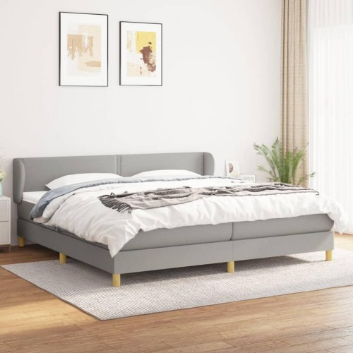 Kontinentalseng med madras 200x200 cm - stof, lysegrå