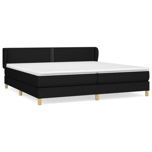 Kontinentalseng med madras 200x200 cm - stof, sort