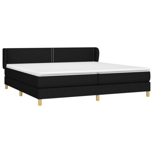 Kontinentalseng med madras 200x200 cm - stof, sort
