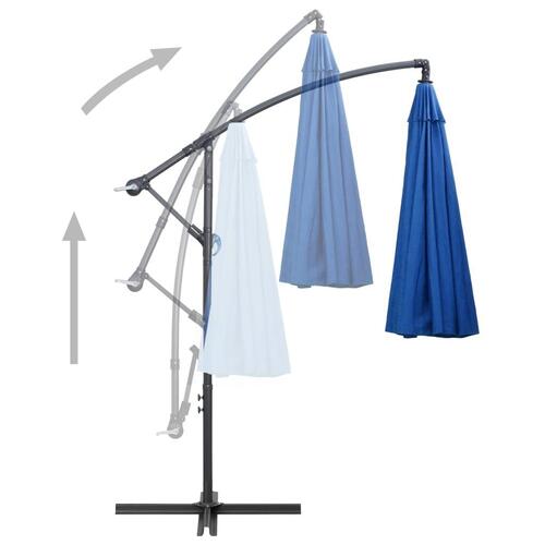 Hængende parasol 3 m aluminiumsstang blå