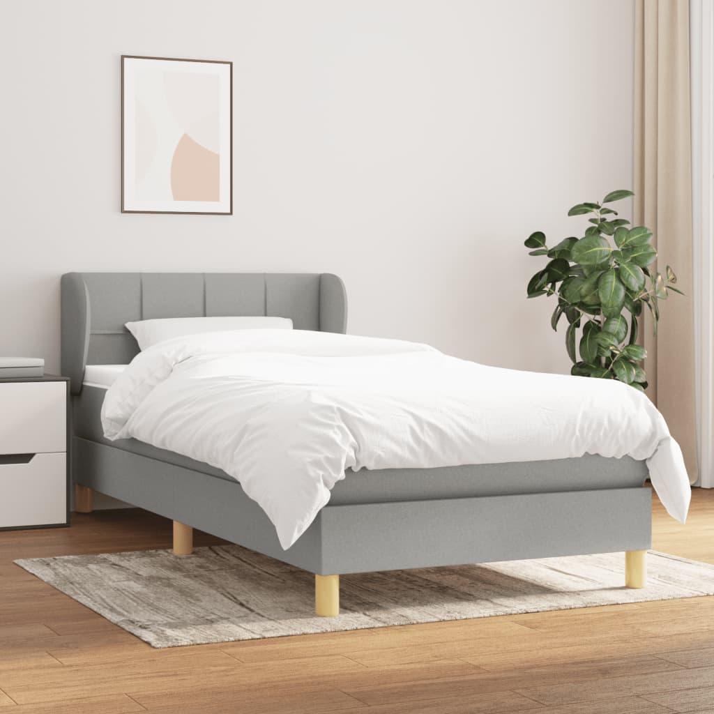 Kontinentalseng med madras 90x200 cm stof lysegrå