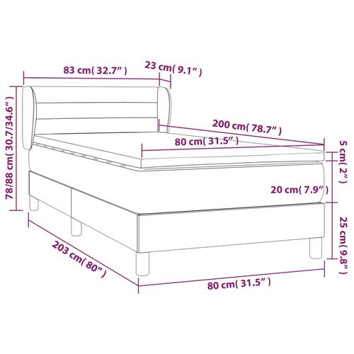 Kontinentalseng med madras 80x200 cm stof sort