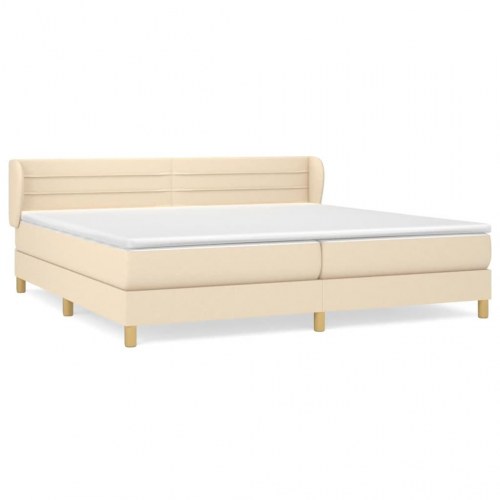 Kontinentalseng med madras 200 x 200 cm - stof, cremefarvet