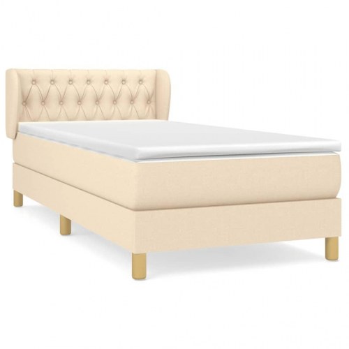 Kontinentalseng med madras 90×190 cm - stof, cremefarvet