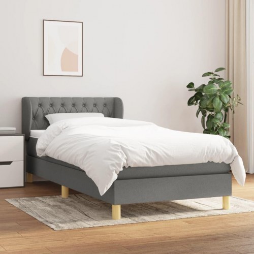 Kontinentalseng med madras 100×200 cm - stof, mørkegrå