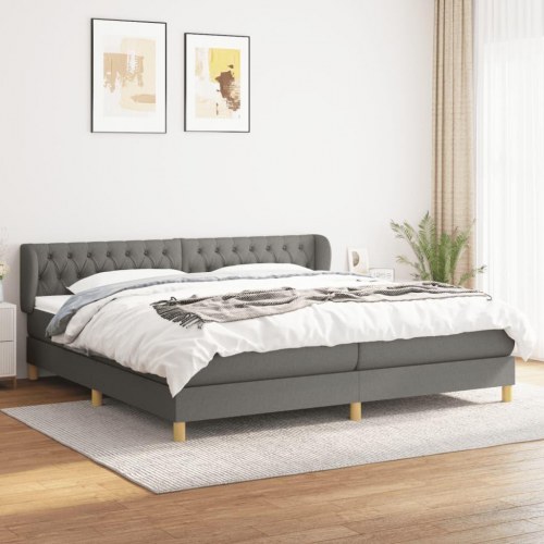 Kontinentalseng med madras 200x200 cm - stof, mørkegrå