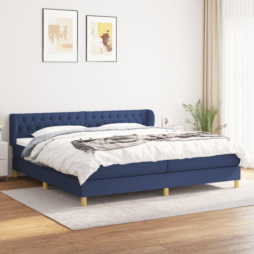 Kontinentalseng med madras 200 x 200 cm - stof, blå