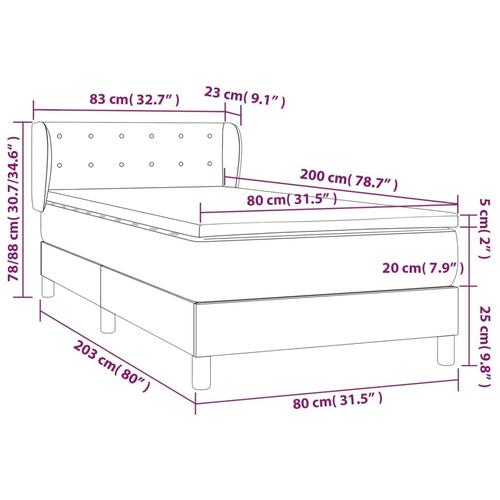 Kontinentalseng med madras 80x200 cm stof blå