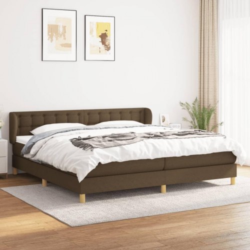 Kontinentalseng med madras 200x200 cm - stof, mørkebrun