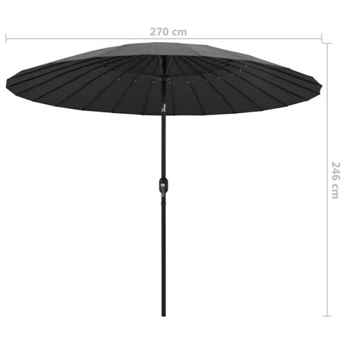 Parasol med aluminiumstang 270 cm antracitgrå