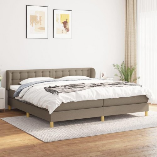 Kontinentalseng med madras 200 x 200 cm - stof, gråbrun
