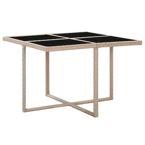 Udendørs spisebordssæt 5 dele med hynder polyrattan beige