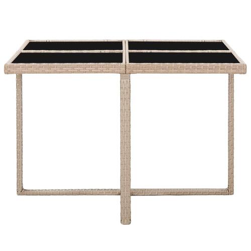 Udendørs spisebordssæt 5 dele med hynder polyrattan beige
