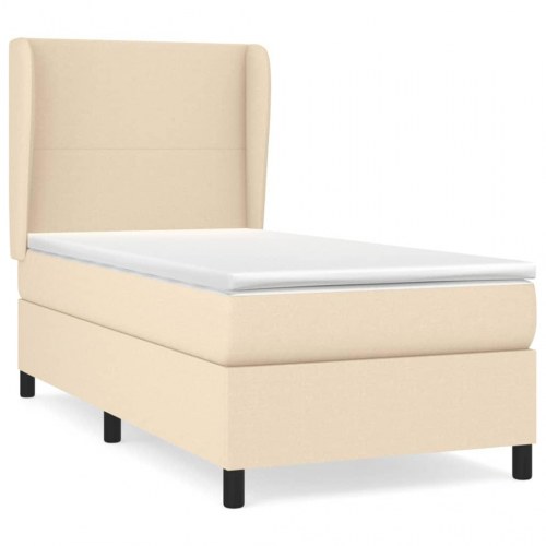 Kontinentalseng med madras 100×200 cm - stof, cremefarvet