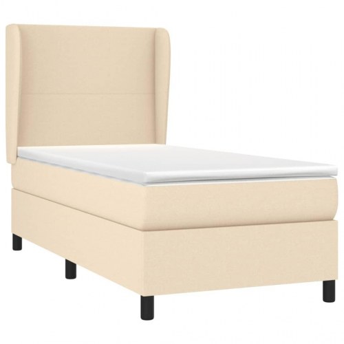 Kontinentalseng med madras 100×200 cm - stof, cremefarvet
