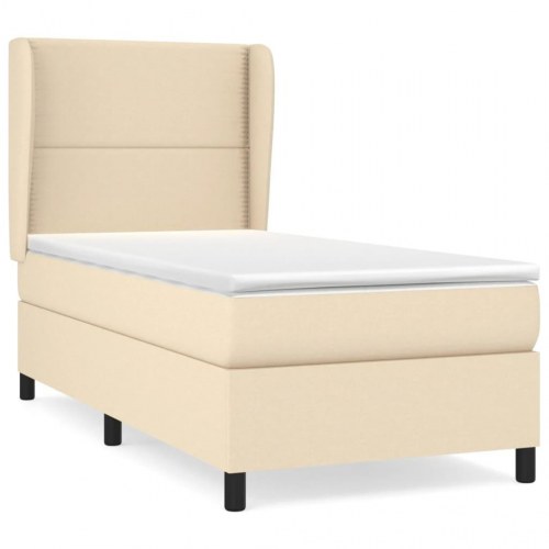 Kontinentalseng med madras 90×190 cm - stof, cremefarvet