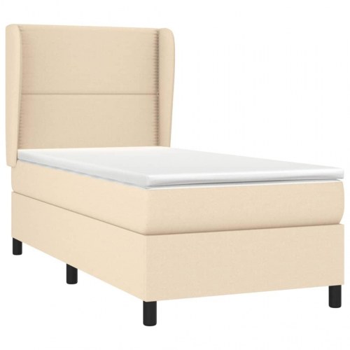 Kontinentalseng med madras 90×190 cm - stof, cremefarvet