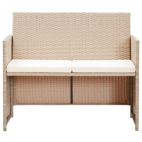 2-personers havesofa med hynder polyrattan beige