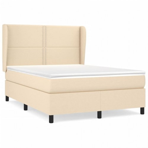 Kontinentalseng med madras 140x190 cm - stof, cremefarvet