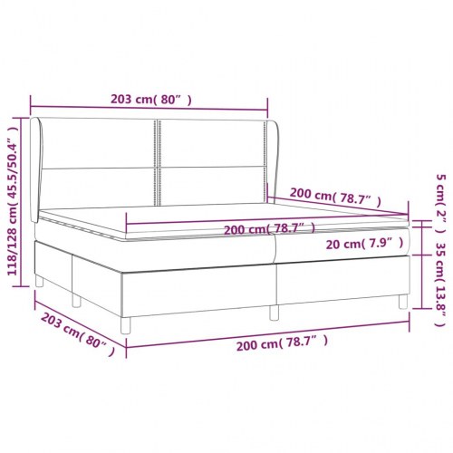 Kontinentalseng med madras 200×200 cm - stof, lysegrå