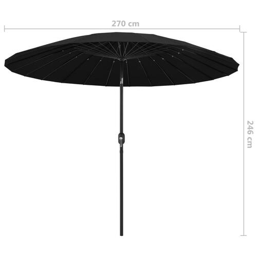 Parasol med aluminiumstang 270 cm sort