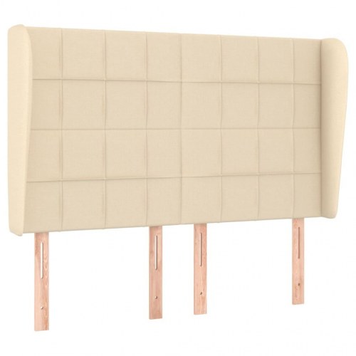 Kontinentalseng med madras 140x190 cm - stof, cremefarvet