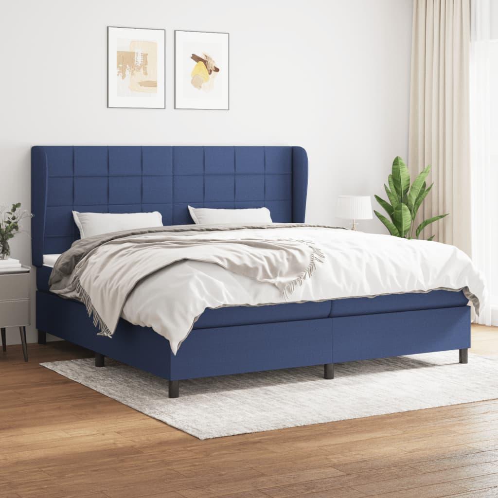 Kontinentalseng med madras 200x200 cm stof blå