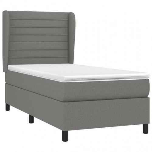 Kontinentalseng med madras 100x200 cm - stof, mørkegrå