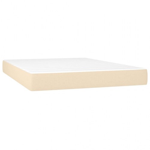 Kontinentalseng med madras 140x190 cm - stof, cremefarvet