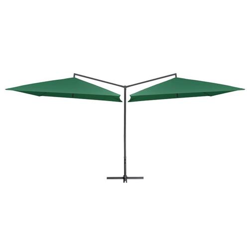 Dobbelt parasol med stålstang 250x250 cm grøn