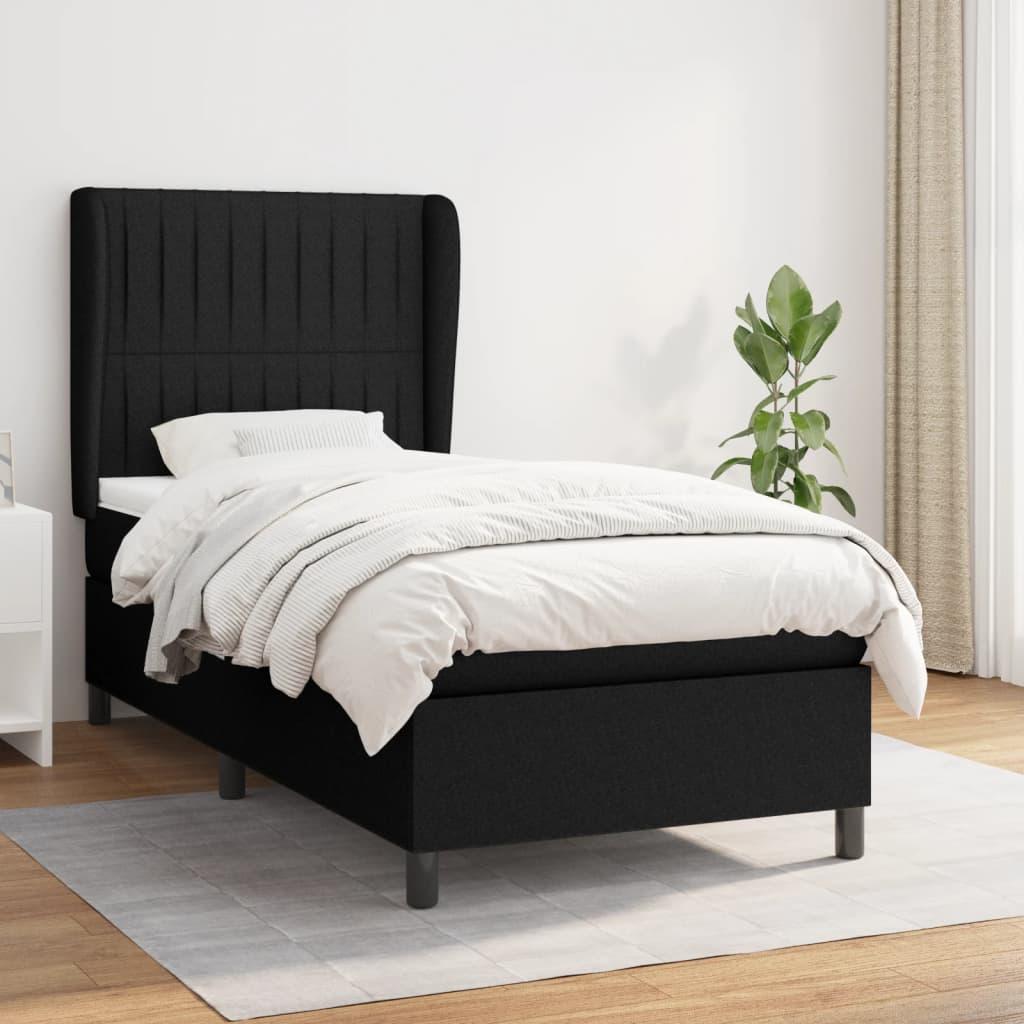 Kontinentalseng med madras 80×200 cm - stof, sort billede