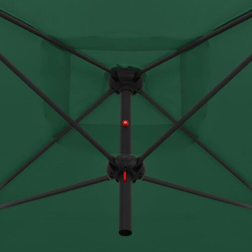 Dobbelt parasol med stålstang 250x250 cm grøn