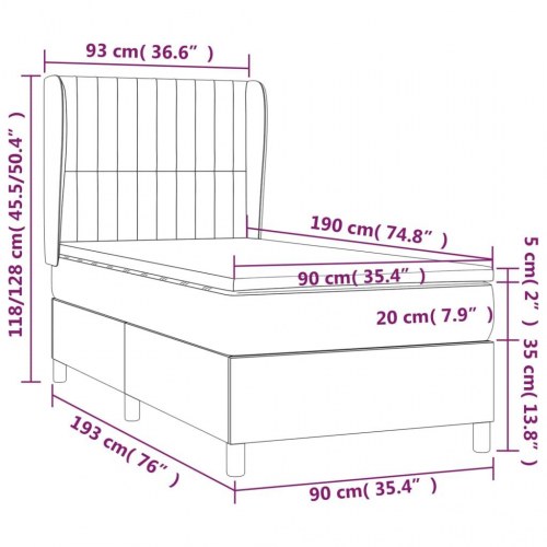 Kontinentalseng med madras 90×190 cm - stof, lysegrå