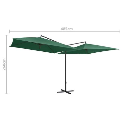 Dobbelt parasol med stålstang 250x250 cm grøn
